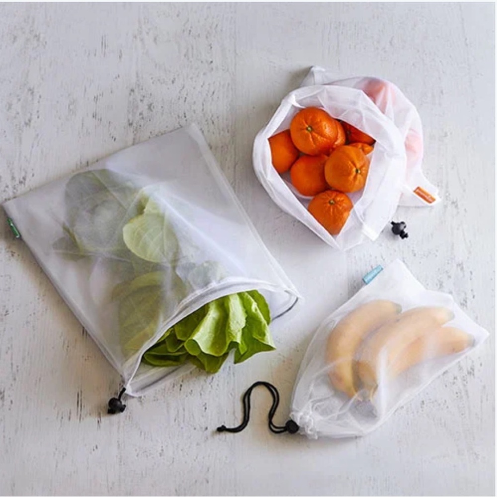 PAMPERED CHEF MESH PRODUCE BAGS #100363 NEW 3 SIZES REUSABLE